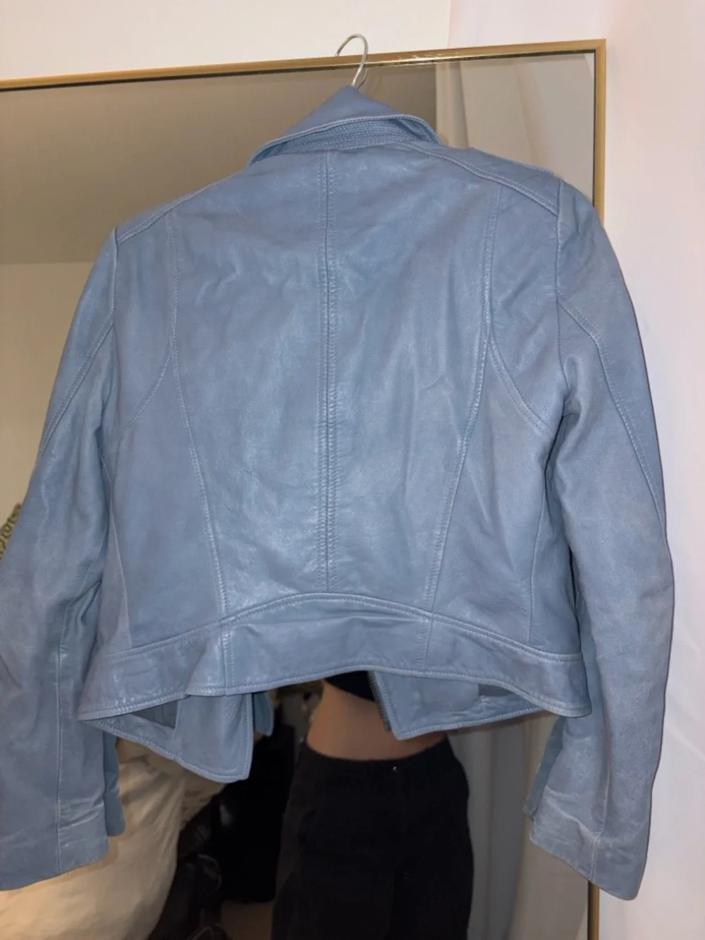 LAMARQUE Donna Blue Leather Moto Jacket XS - Picture 4 of 7